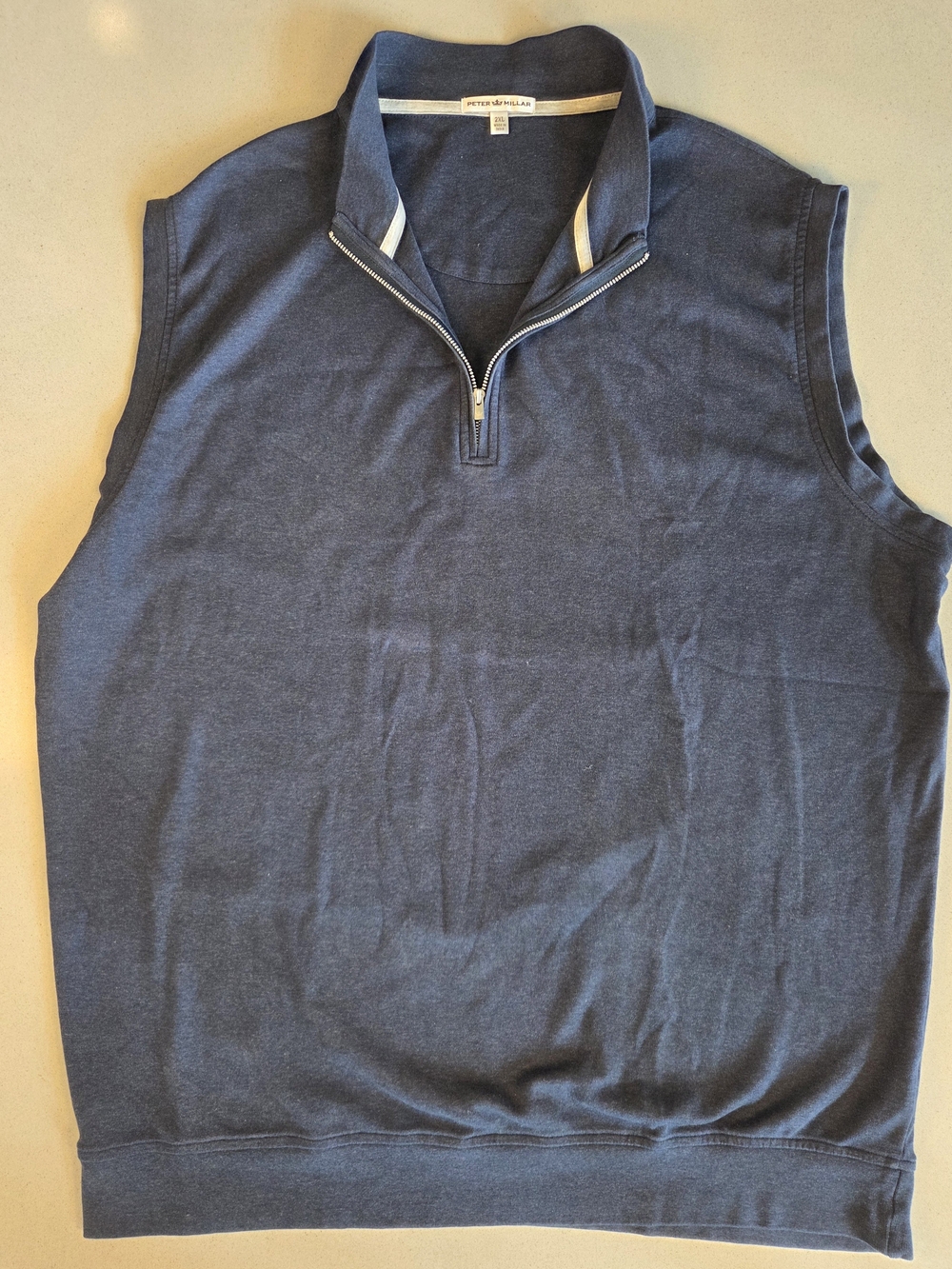 033-Peter Millar Men's Navy Sleeveless Quarter-Zip Sweater Vest